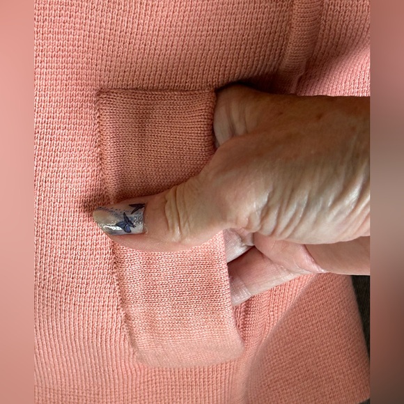 Talbots Pure Merino Wool Knit Salmon Pink Button Cardigan Sweater Women's Size P - Picture 5 of 10